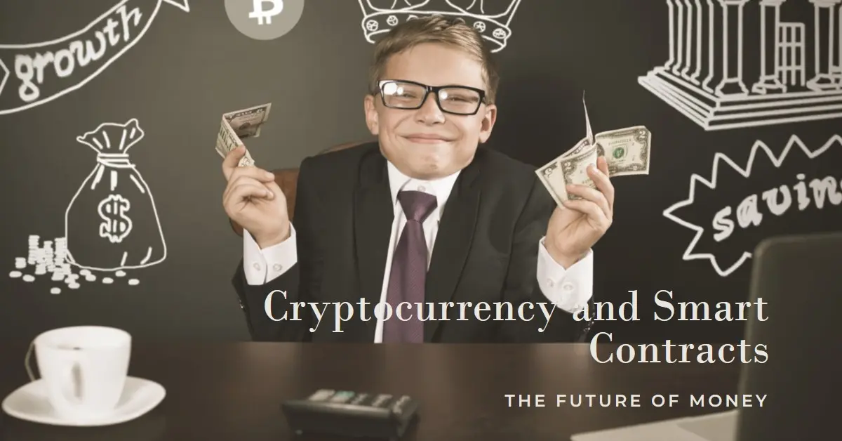 An image depicting the intersection of cryptocurrency and smart contracts - two revolutionary technologies that are transforming the way we exchange value and execute contracts in the digital age.