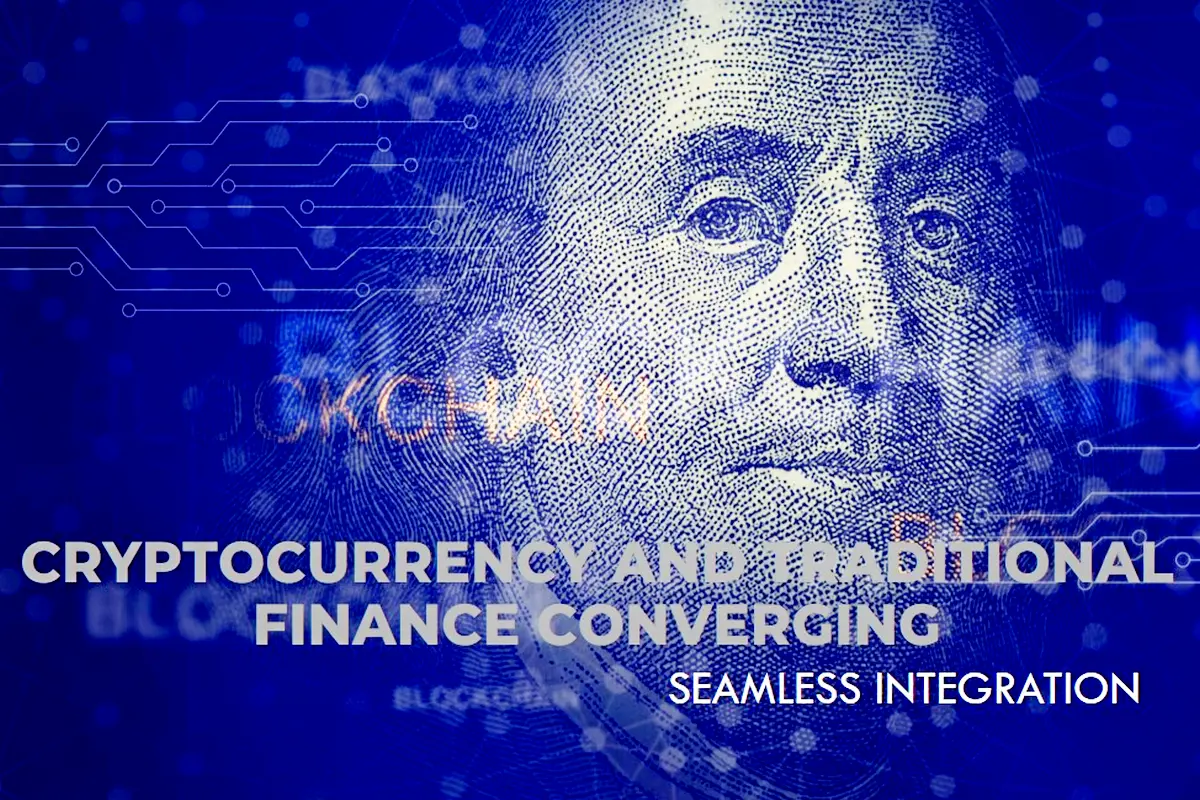 image depicting the seamless integration of Cryptocurrency and traditional finance, showcasing the convergence of digital currencies with established financial systems.